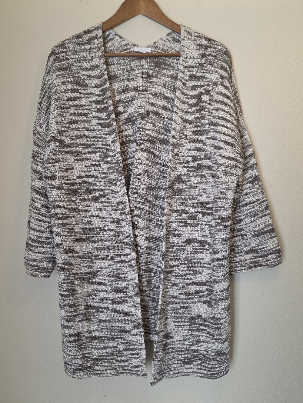 Pure Jill Chunky Knit Cardigan Womens Size Medium Cream Beige Neutral Duster